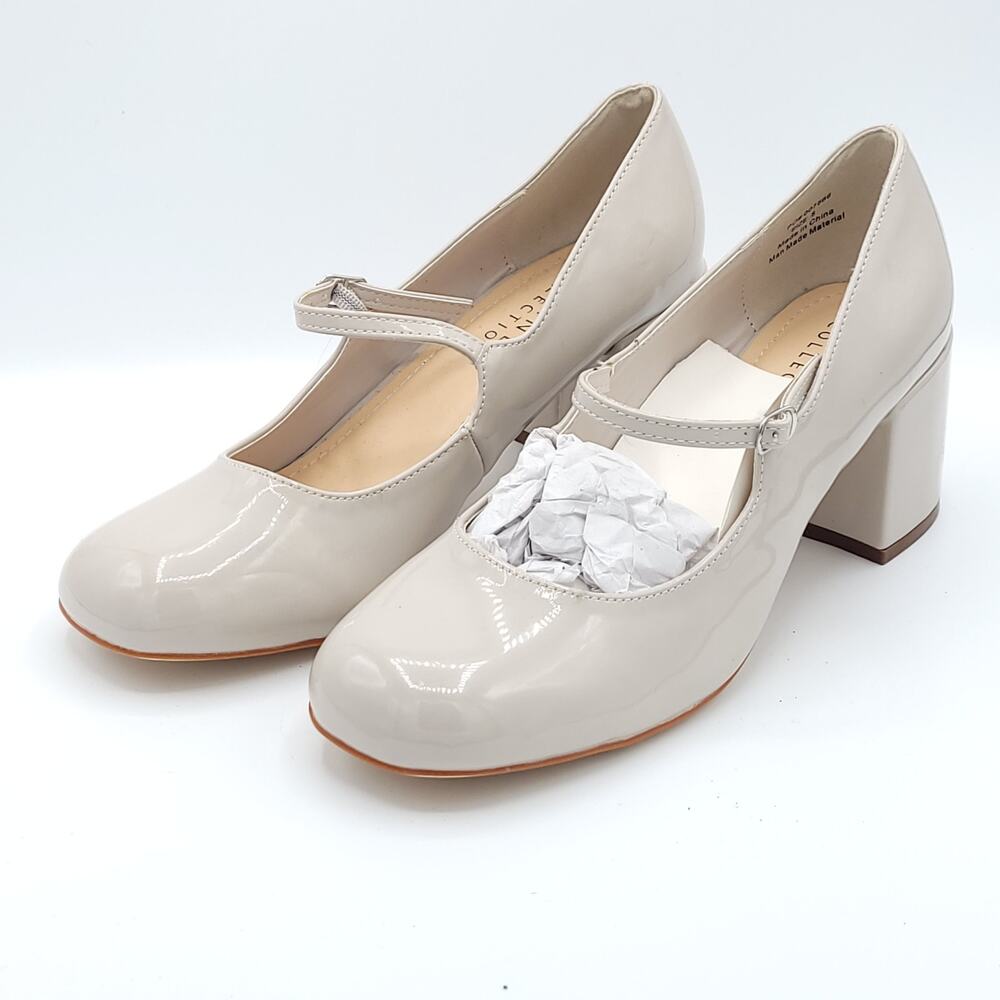 Journee Collection Okenna Mary Jane Pump Heel Nude Women's Size 8